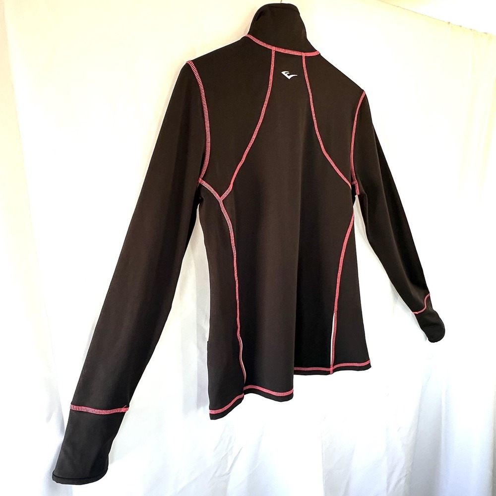 Everlast Black Pink Activewear Top Size L Women's 1/4 Zip Long Sleeve Thumbholes - Picture 8 of 12